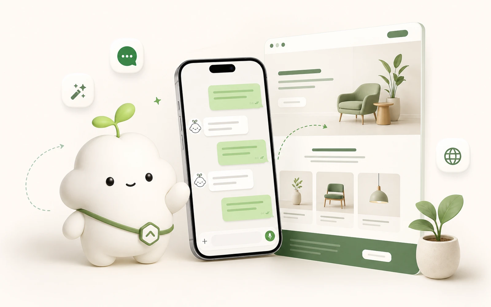 Mooni WhatsApp website management illustration